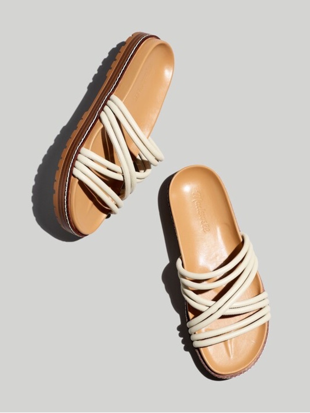 Madewell || The Charley Strappy Slide Sandal in Pale Oyster Off White 7.5